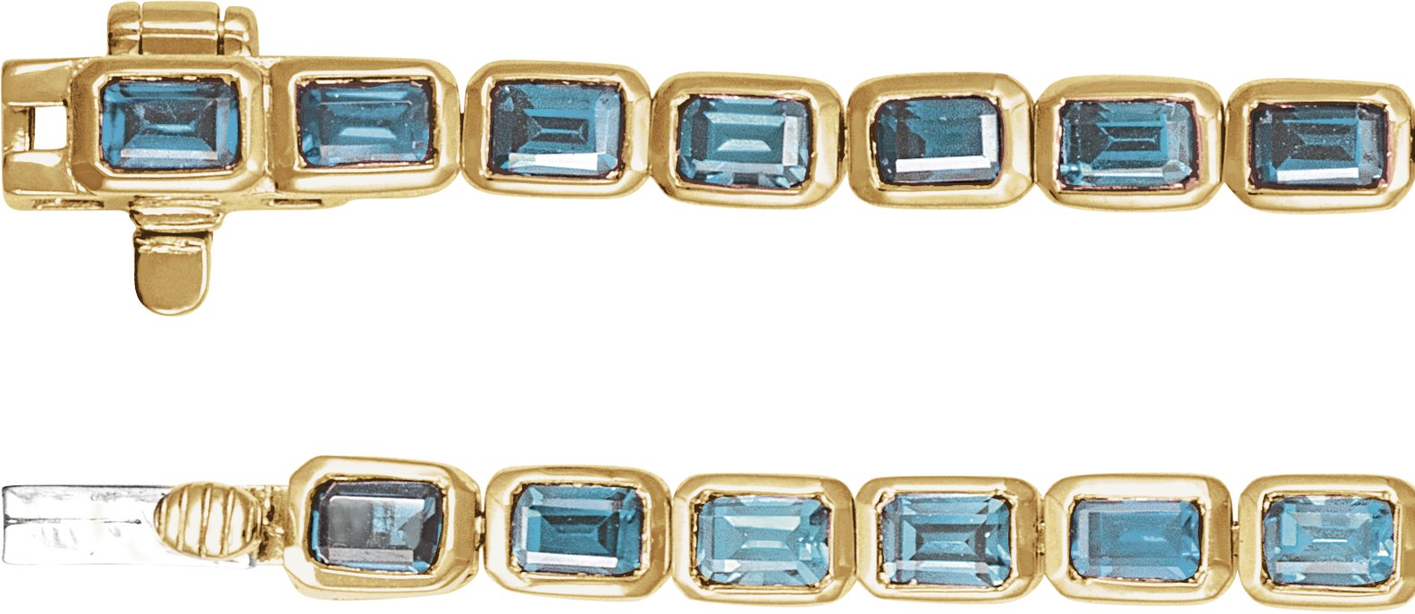 14K Yellow Natural Sky Blue Topaz Line 7 Bracelet