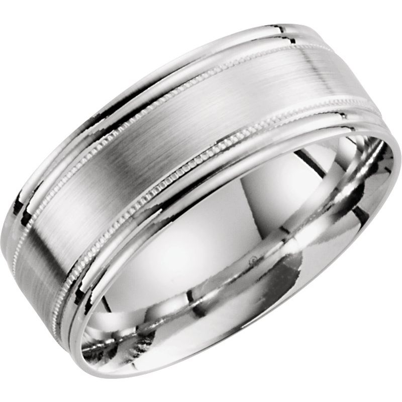Lightweight Milgrain Grooved Comfort-Fit Flat Band