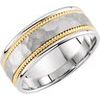 14K White Yellow 8 mm Rope Design Band with Hammer Finish Size 11.5 Ref 9170141