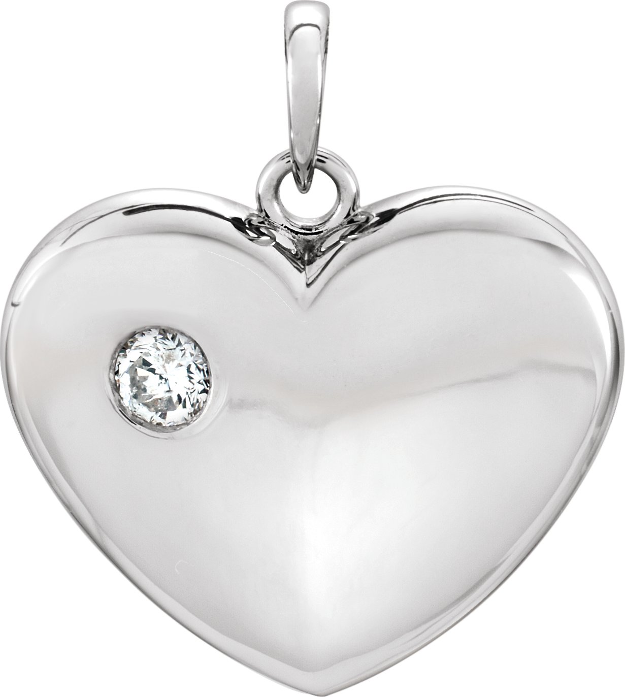 Sterling Silver 1/6 CT Natural Diamond Heart Pendant