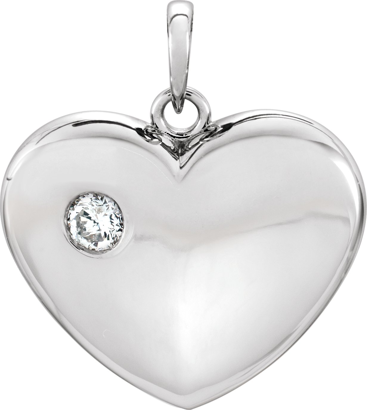 14K White 1/6 CT Natural Diamond Heart Pendant