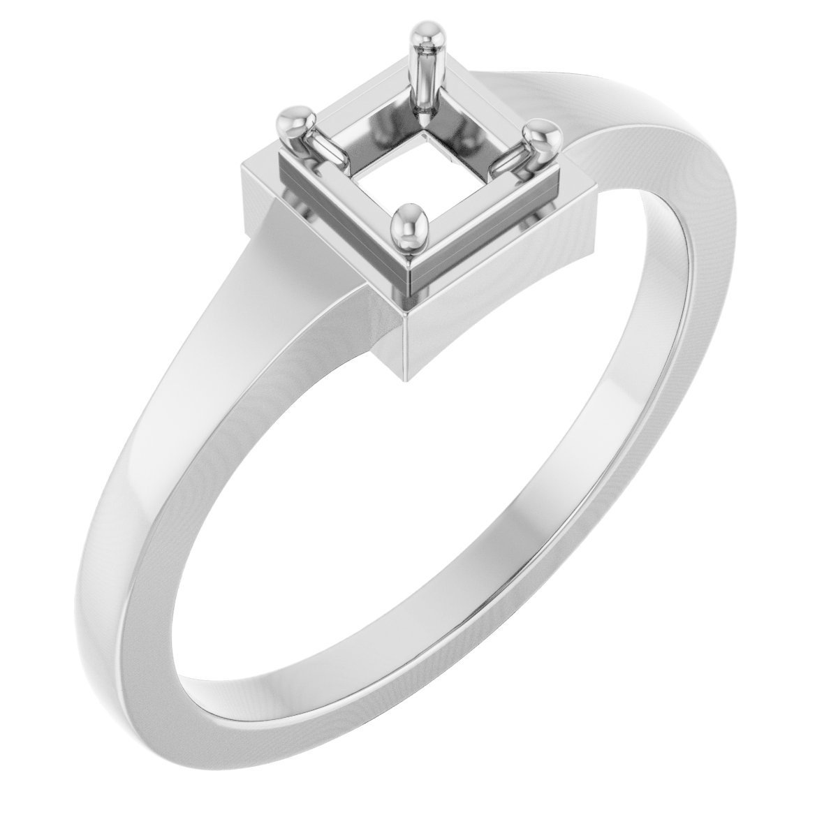 14K White 3.75x3.75 mm Square Ring Mounting