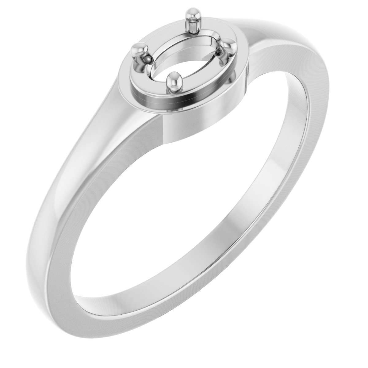 14K White 5x3 mm Oval Ring Mounting