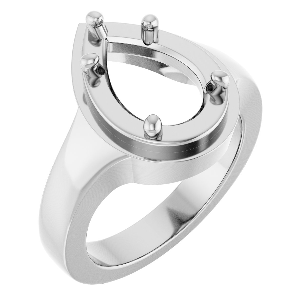 14K White 12x8 mm Pear Ring Mounting