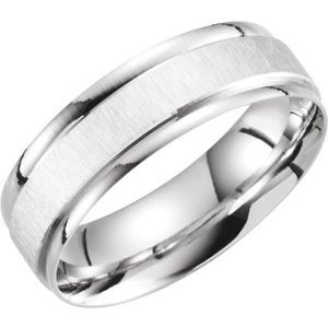 14K White 5 mm Grooved Band with Satin Finish Size 10 | Stuller