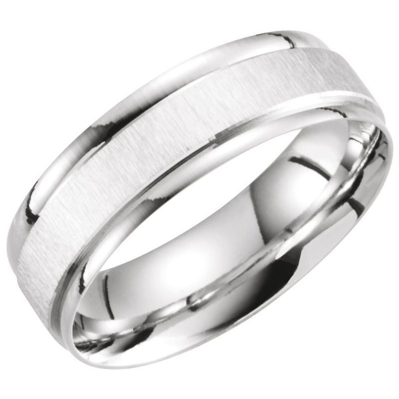 Grooved Lightweight Comfort-Fit Flat Band with Satin Finish