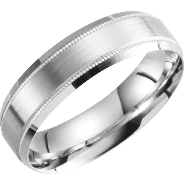 Continuum Sterling Silver 6 mm Beveled-Edge Band with Milgrain Size 6