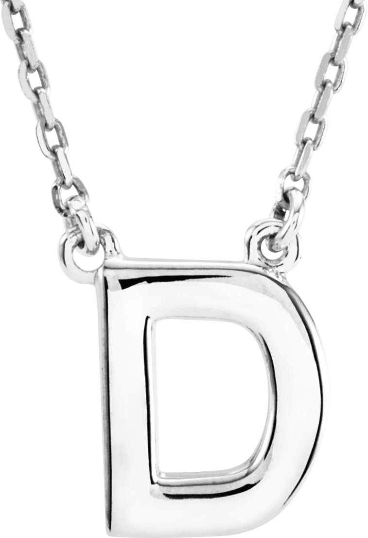 Sterling Silver Block Initial D 16" Necklace