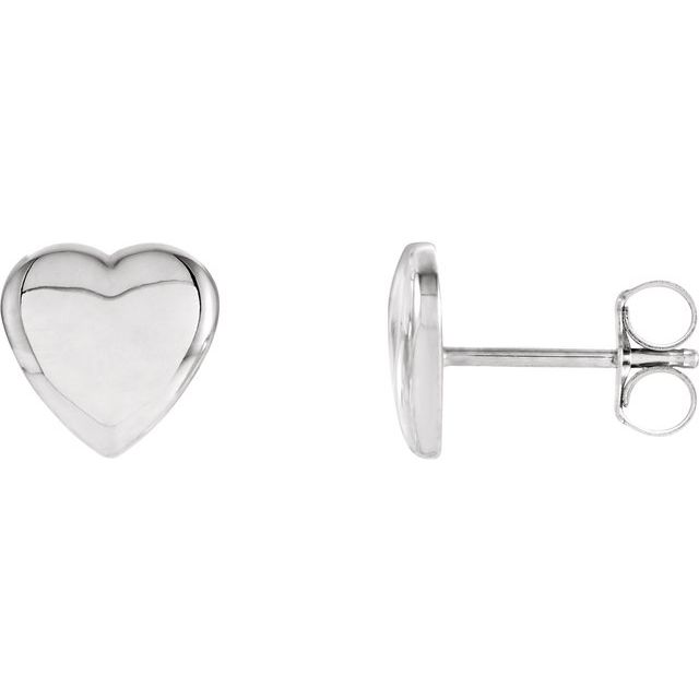 14K White Heart Earrings