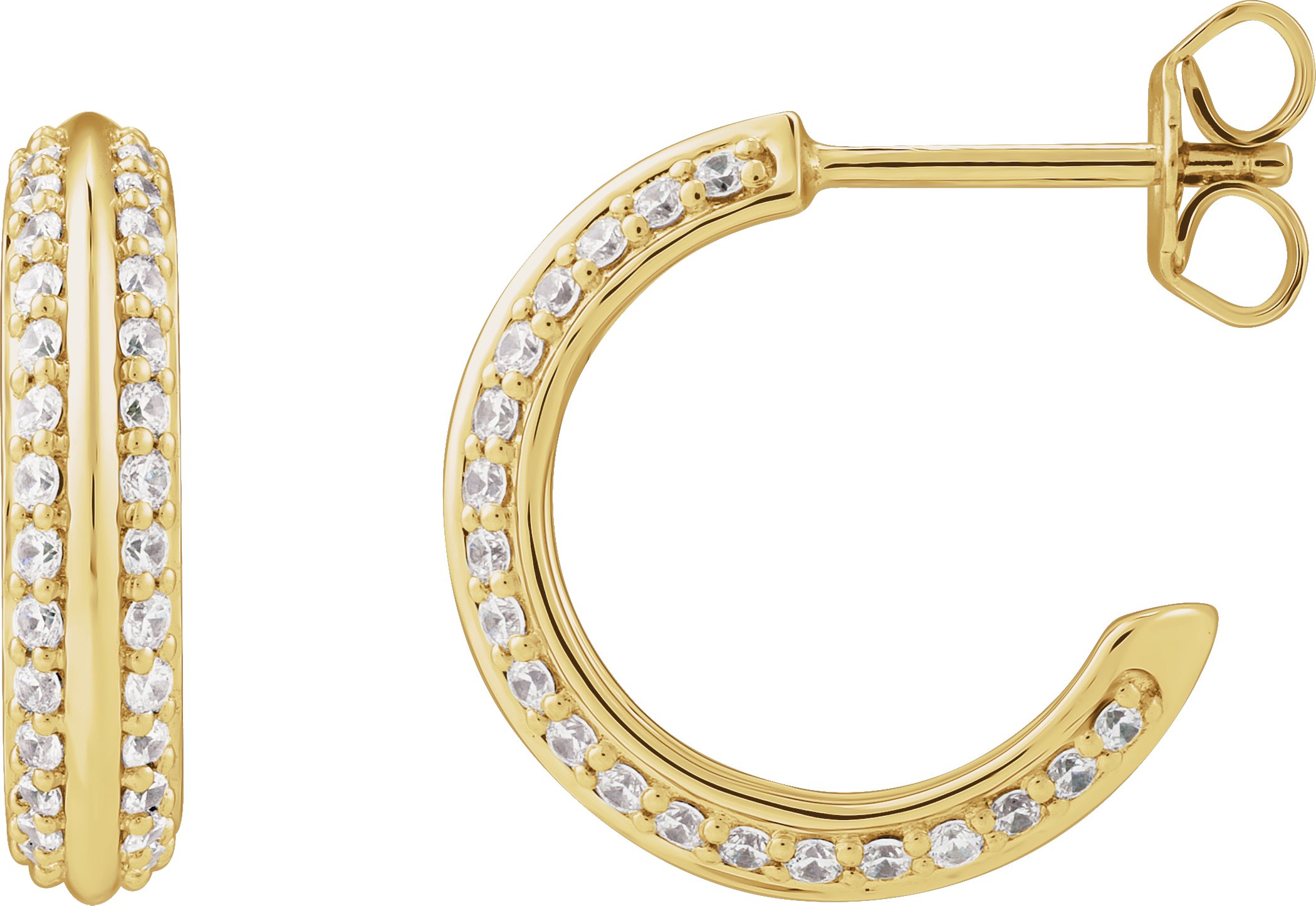 14K Yellow 1.2 mm Round Accented Hoop Earring Mountings