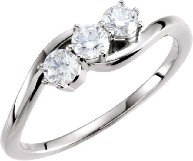 14K White 1/2 CTW Natural Diamond Three-Stone Ring 