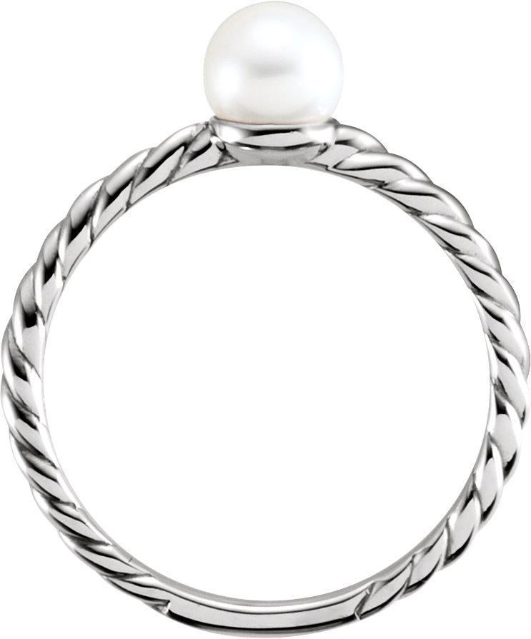 5.5-6 mm Cultured White Freshwater Pearl Ring view 2