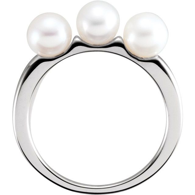 14K White Freshwater Cultured Pearl Ring 