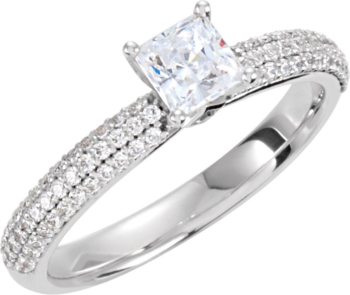 Solitaire Ring Mounting for Princess Cut Diamond