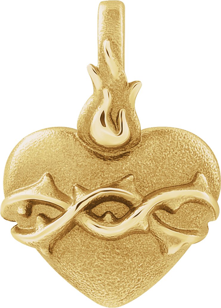 14K Yellow Sacred Heart Pendant