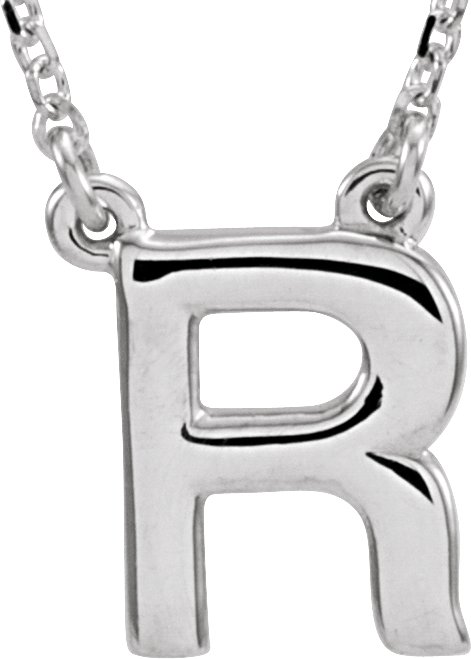 14K White Block Initial R 16" Necklace