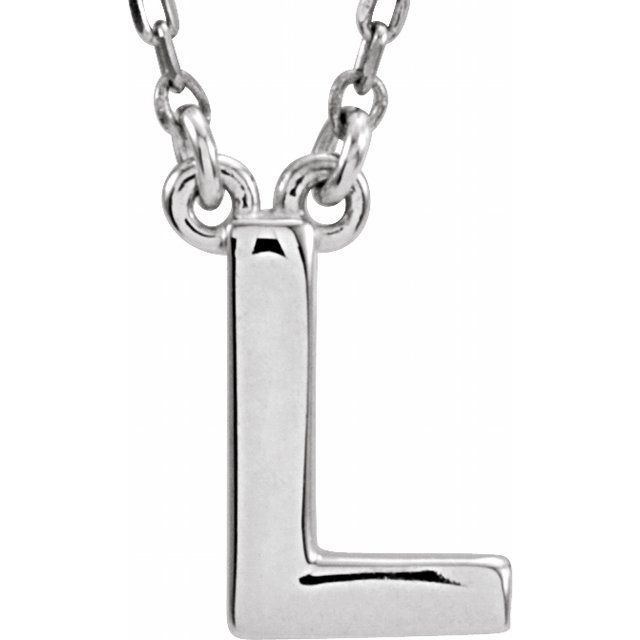 Sterling Silver Block Initial L 16 Necklace