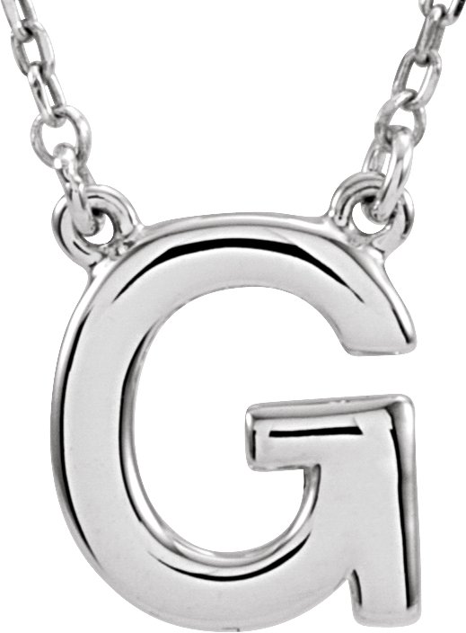 Sterling Silver Block Initial G 16" Necklace
