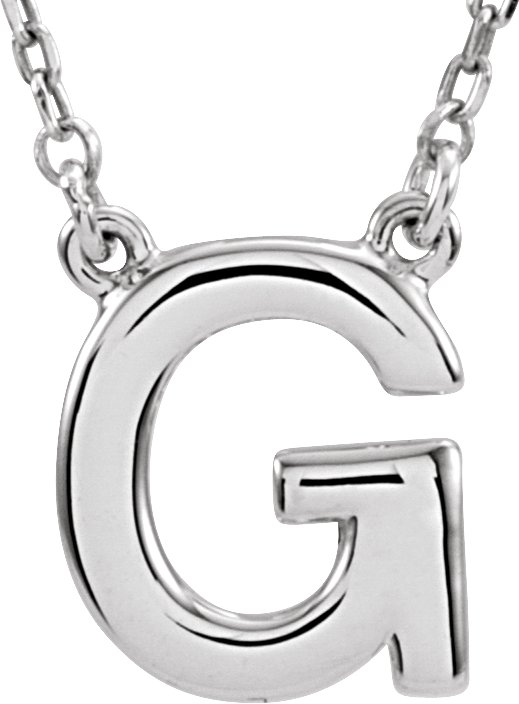 Sterling Silver Block Initial G 16 Necklace