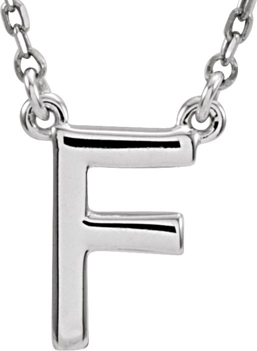 14K White Block Initial F 16" Necklace