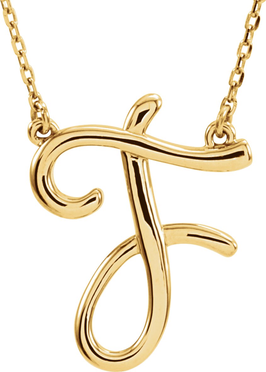 14K Yellow Script Initial F 16