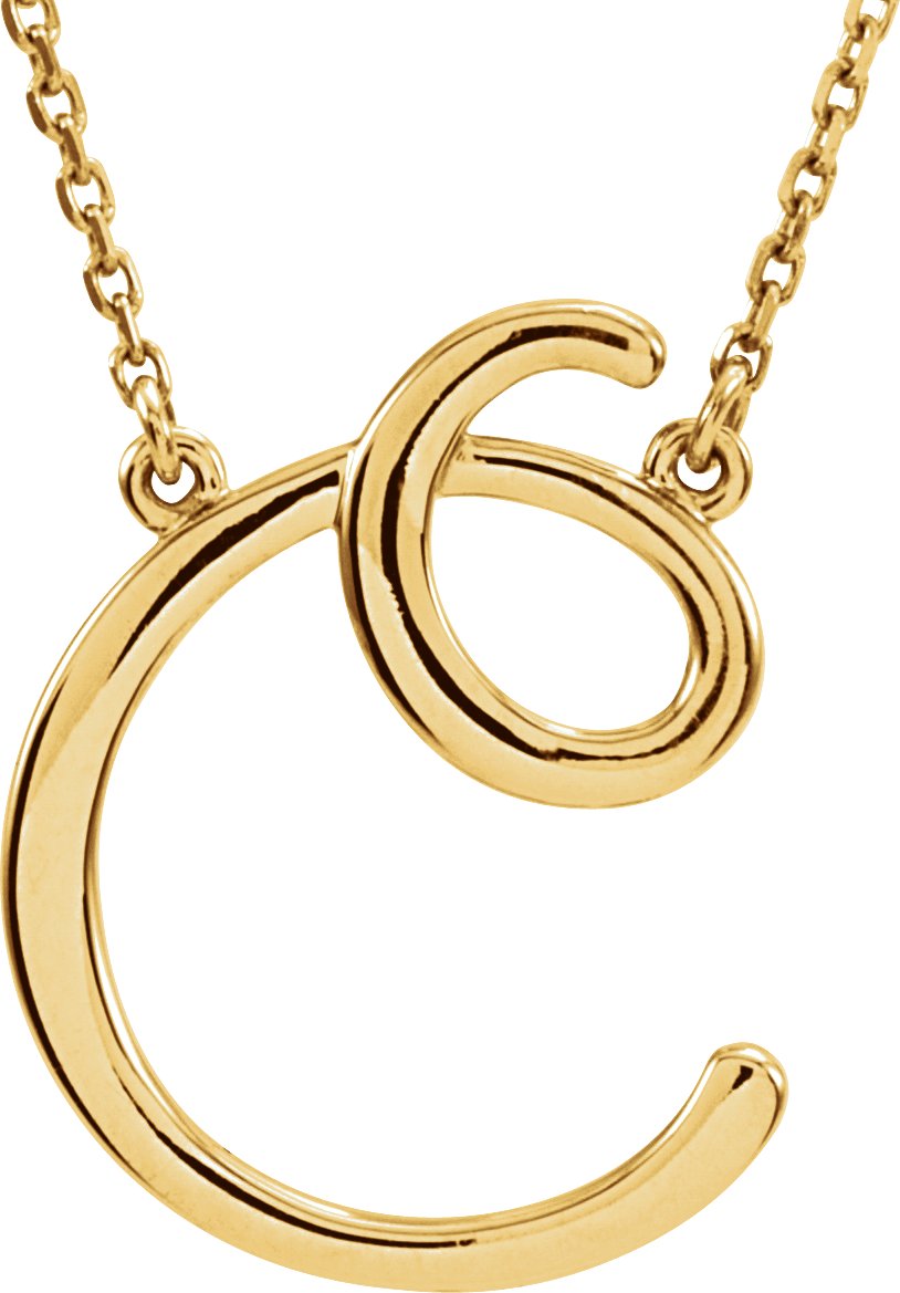 14K Yellow Script Initial C 16 Necklace