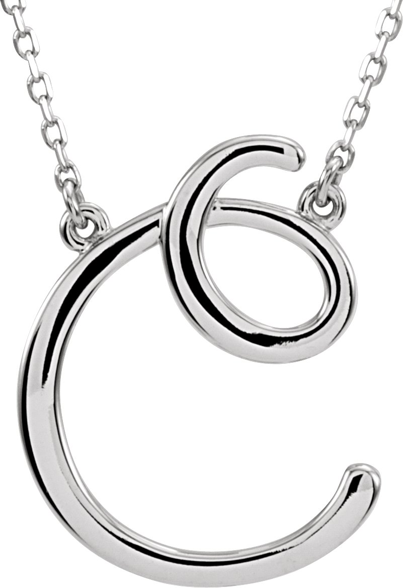 14K White Script Initial C 16" Necklace