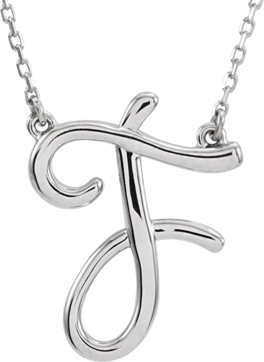 14K White Script Initial F 16