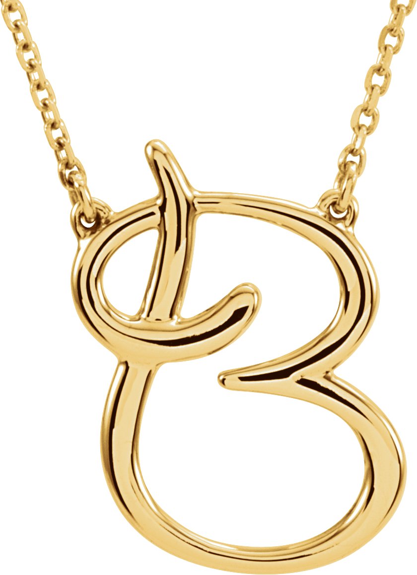 14K Yellow Script Initial B 16" Necklace