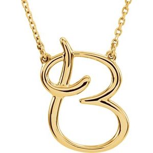 14K Yellow Script Initial B 16" Necklace