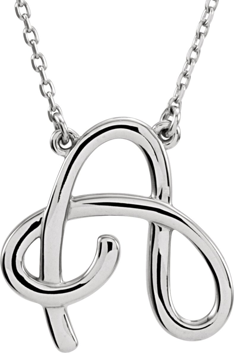 14K White Script Initial A 16