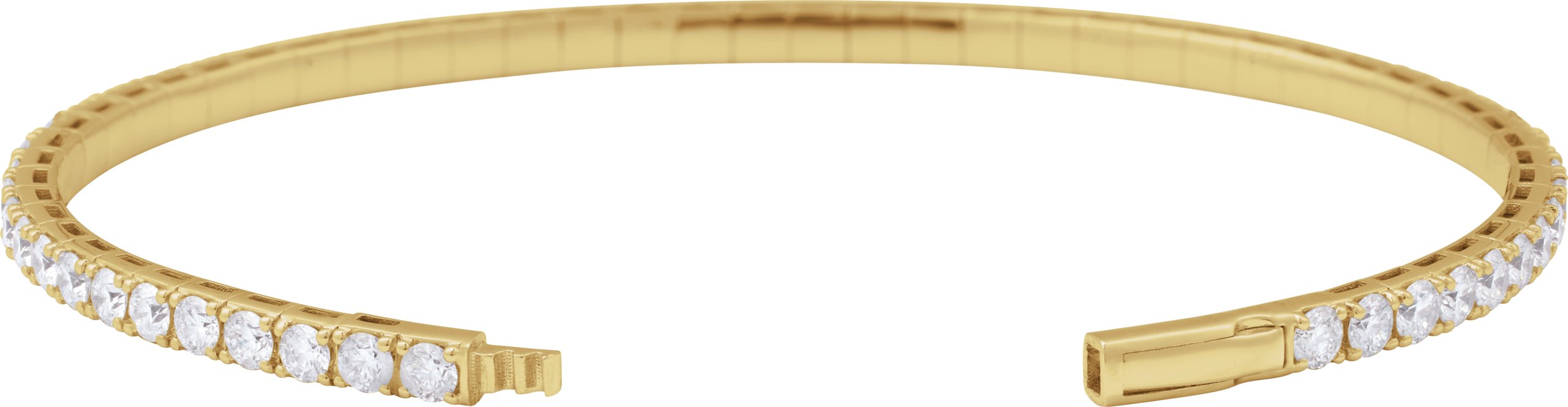 14K Yellow Gold 5 CTW Lab-Grown Diamond Flexible Bangle 7 Bracelet