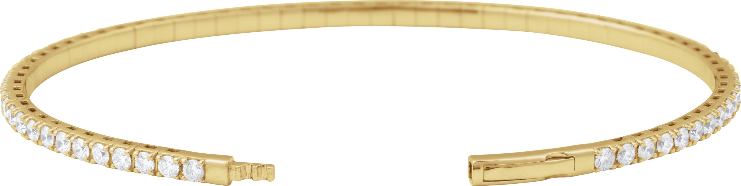 14K Yellow Gold 3 CTW Lab-Grown Diamond Flexible Bangle 7 Bracelet