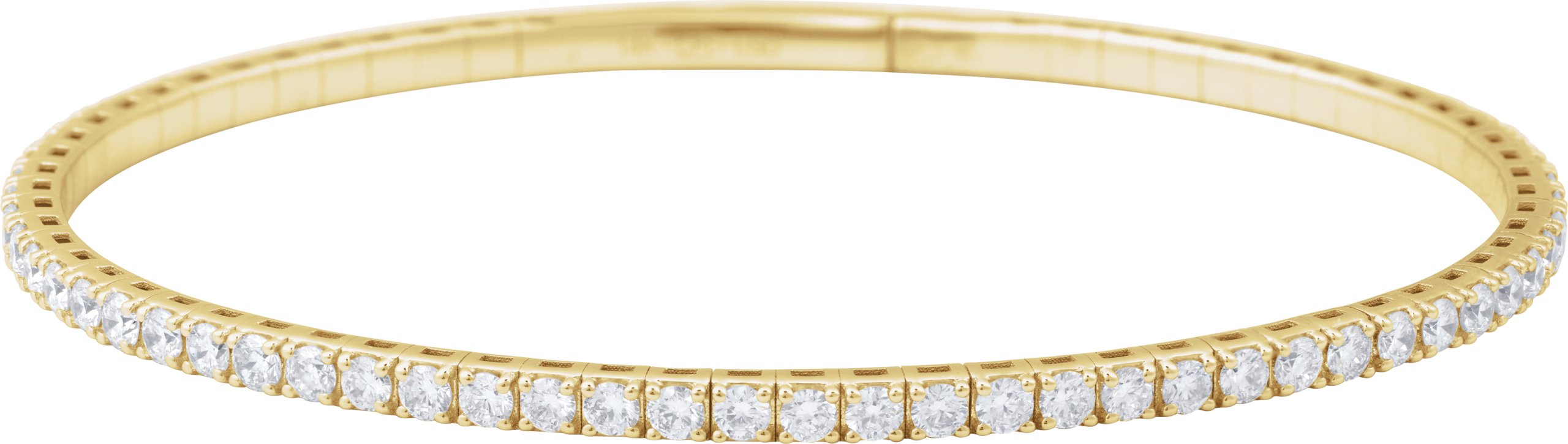 14K Yellow Gold 3 CTW Lab-Grown Diamond Flexible Bangle 7 Bracelet