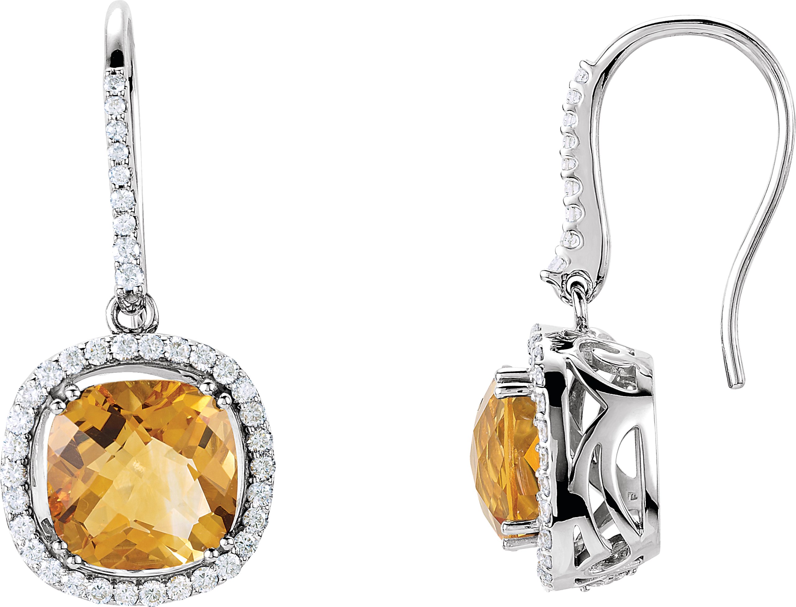 14K White Citrine and .75 CTW Diamond Earrings Ref 2740520