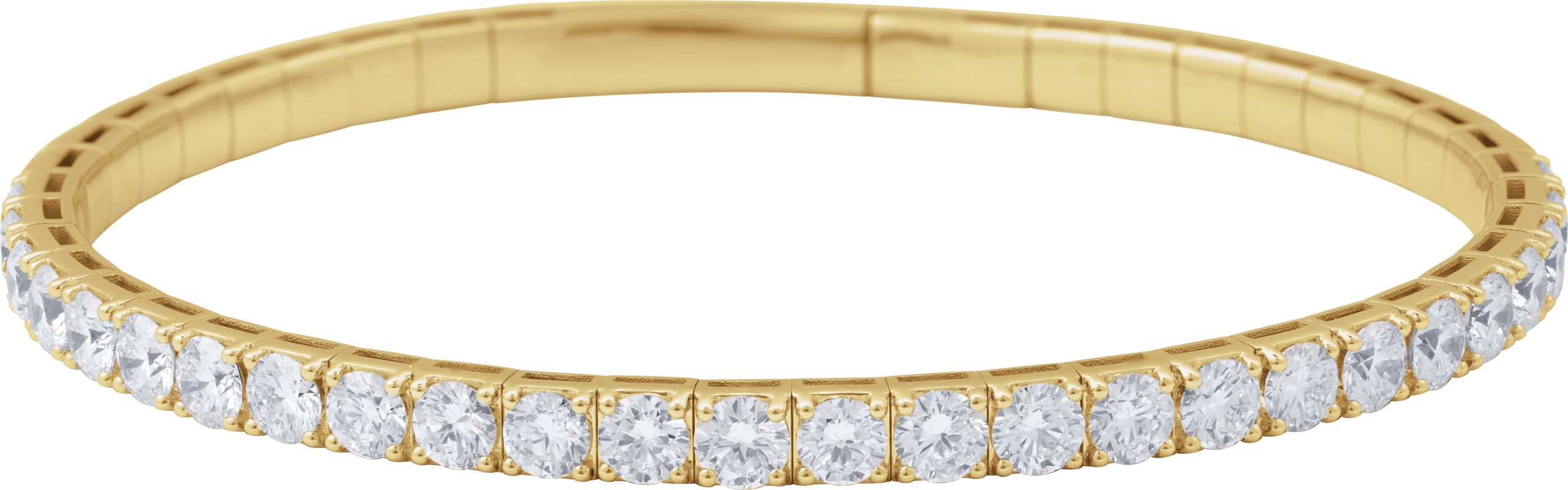 14K Yellow Gold 5 CTW Lab-Grown Diamond  Flexible Bangle 7 Bracelet