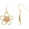 14K Yellow Peridot and Pink Tourmaline Flower Earrings Ref 3415406