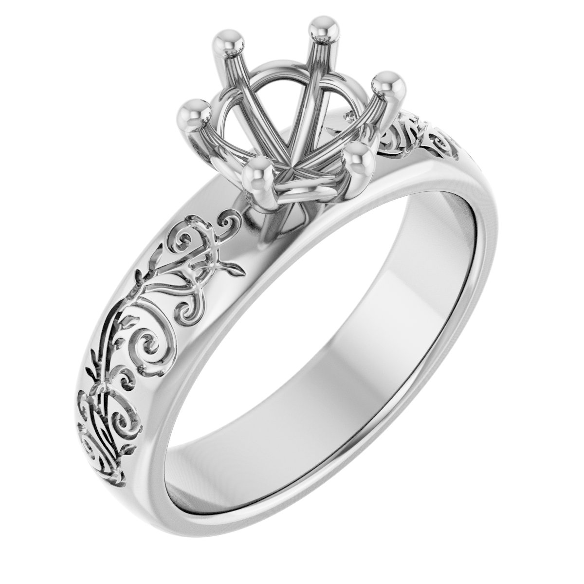 Platinum 7 mm Round Solitaire Engagement Ring Mounting