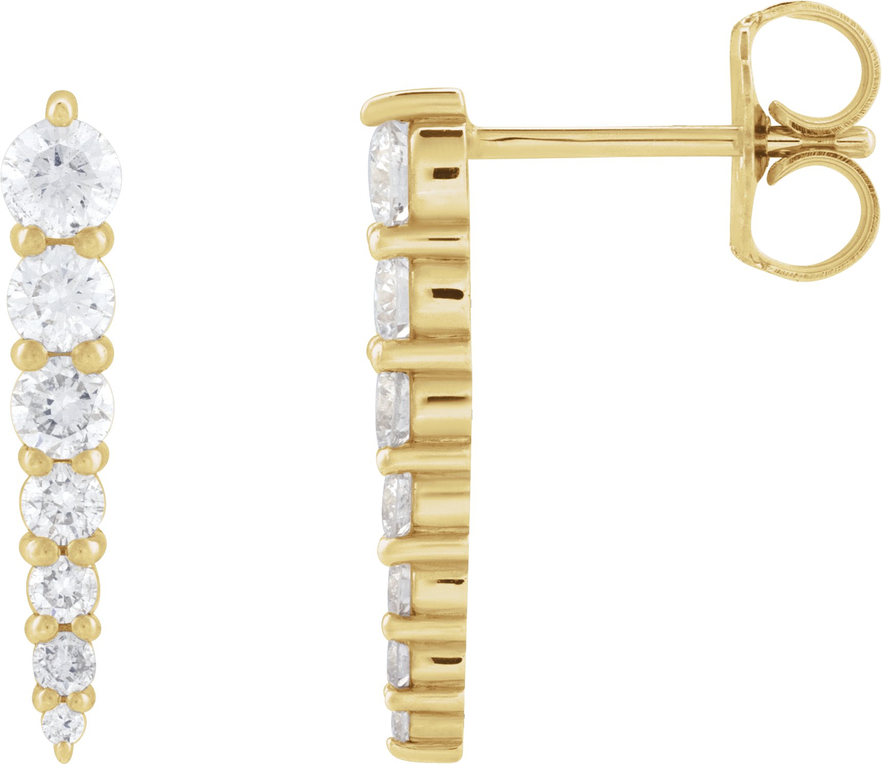 14K Yellow 1/3 CTW Natural Diamond Graduated Bar Earrings