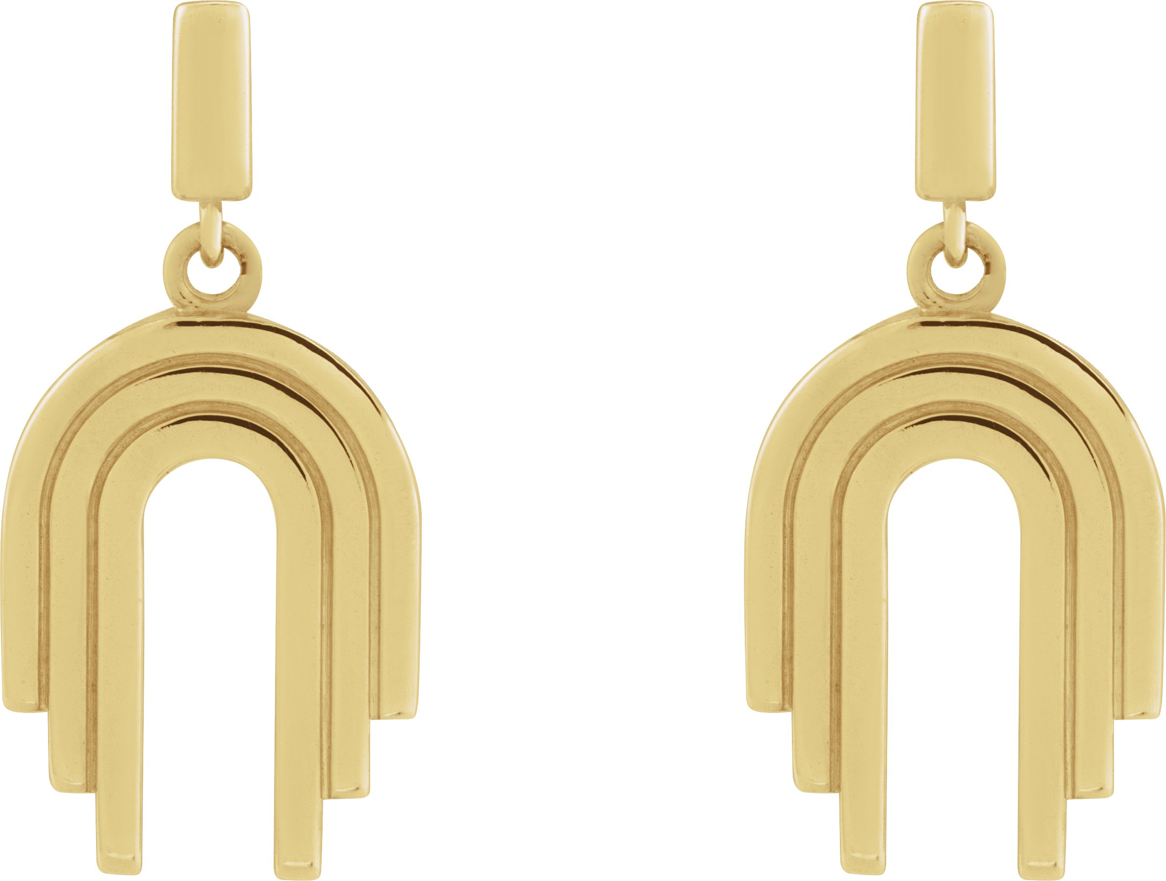 14K Yellow Geometric Arch Dangle Earrings