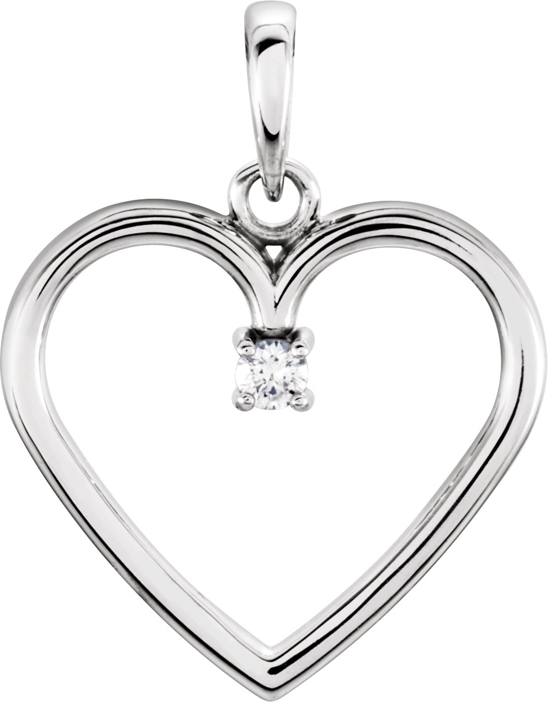 Sterling Silver .03 CTW Natural Diamond Heart Pendant