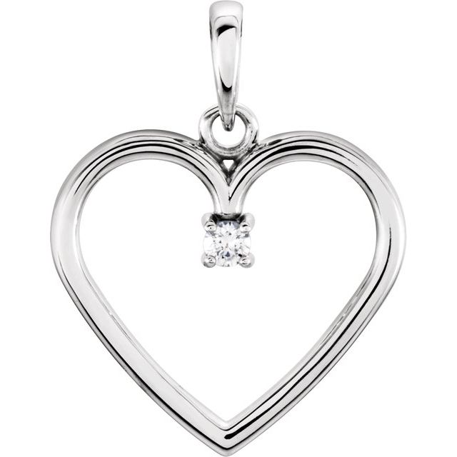 Sterling Silver .03 CTW Natural Diamond Heart Pendant