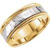 14K Yellow White 8 mm Rope Design Band with Hammer Finish Size 6 Ref 9368983