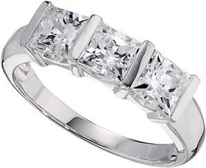 Sterling silver 3 sale stone cubic zirconia ring