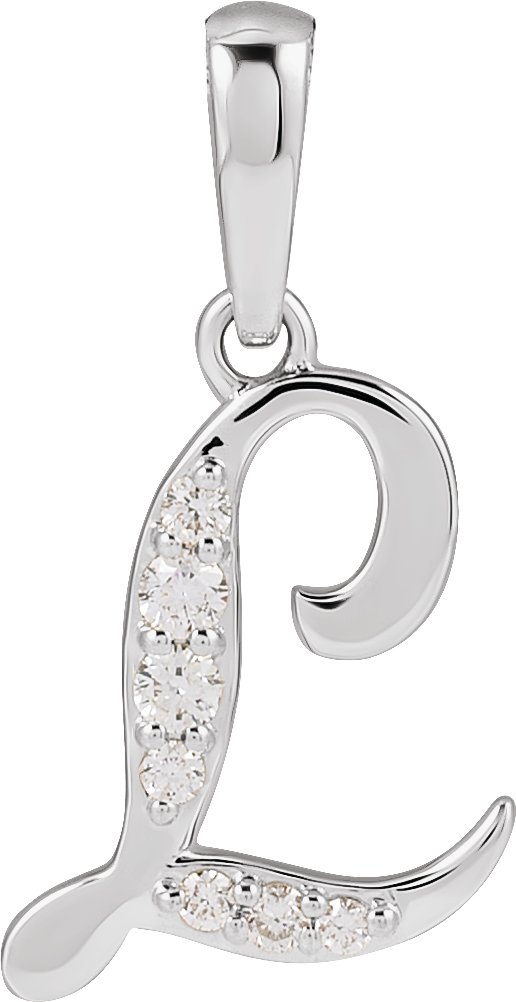 14K White 1/10 CTW Natural Diamond Initial L Pendant