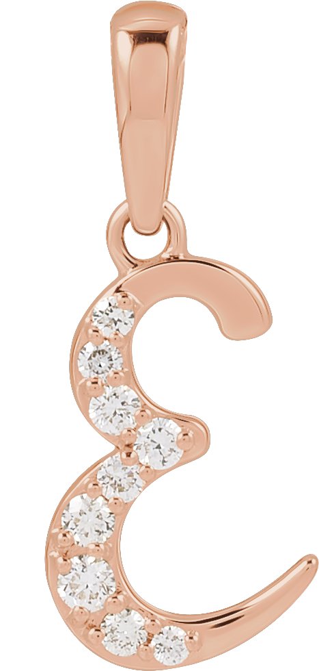 14K Rose .10 CTW Natural Diamond Initial E Pendant Ref 22525143