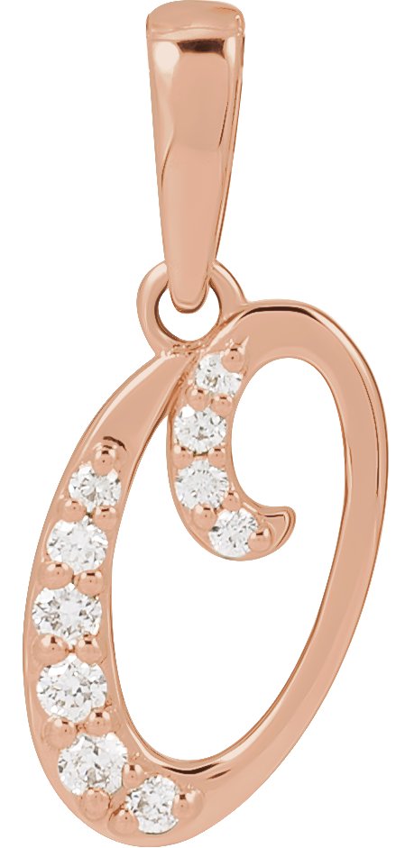 14K Rose .10 CTW Natural Diamond Initial O Pendant Ref 22525155