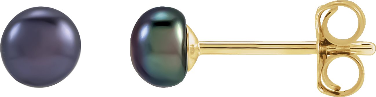 Button Pearl Stud Earrings