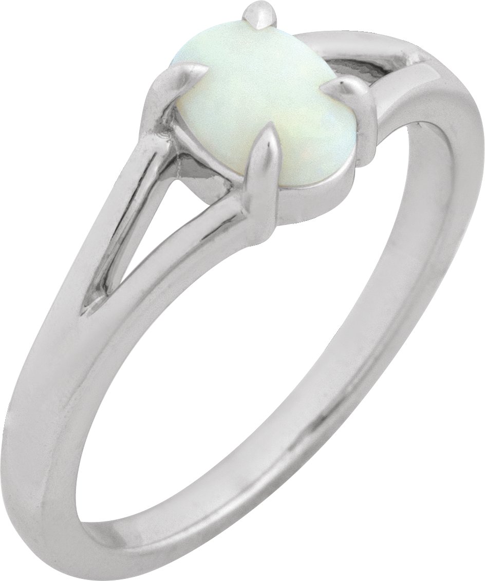 Platinum Natural White Opal Cabochon Ring Ref 22391732