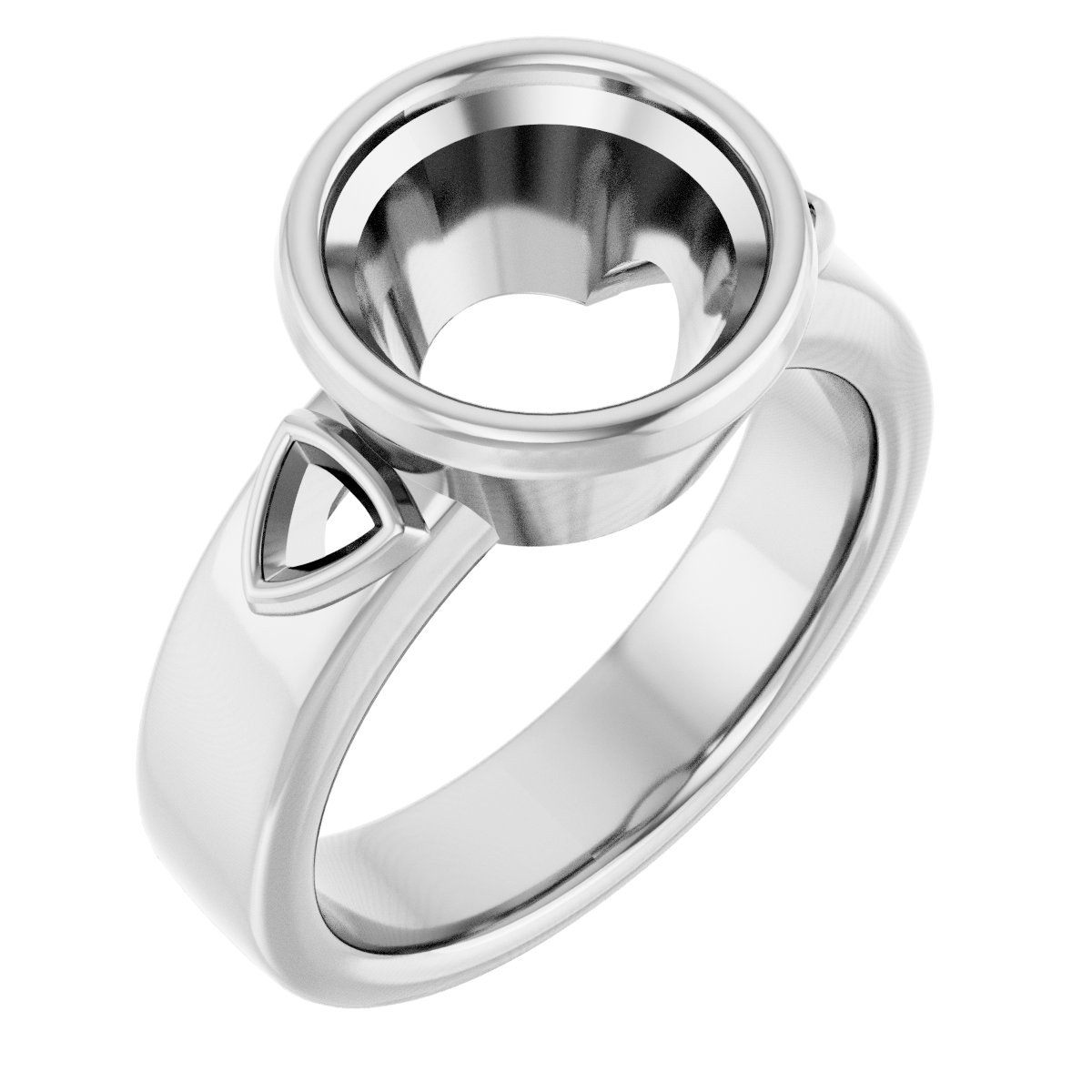 Bezel-Set Three-Stone Engagement Ring